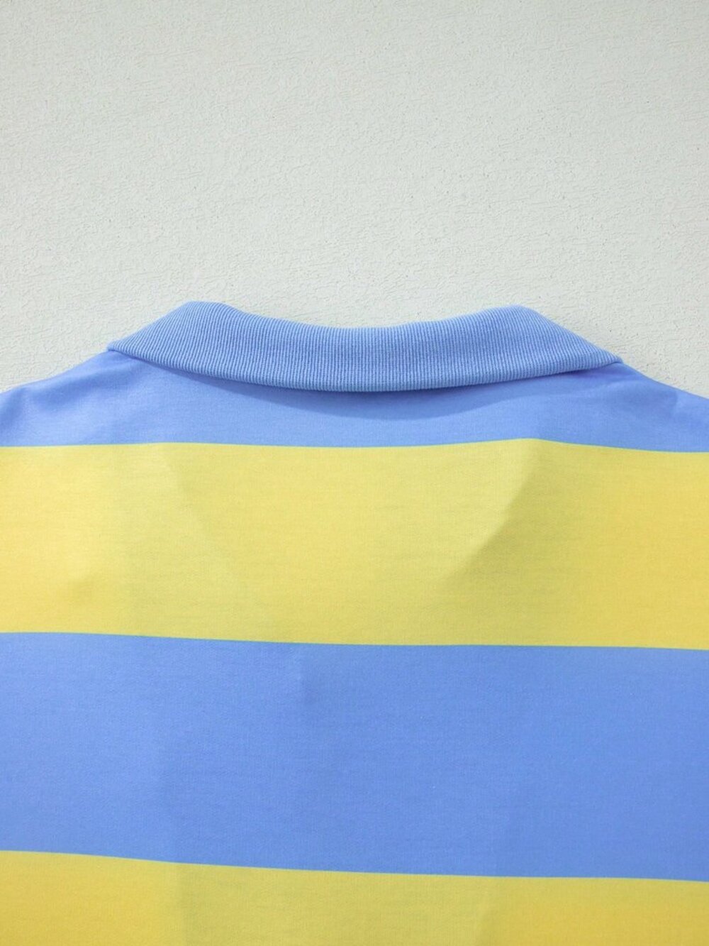 Yellow Casual Women's Light Striped Collared Quarter-Zip Top and Shorts Set - Picture 8 of 9